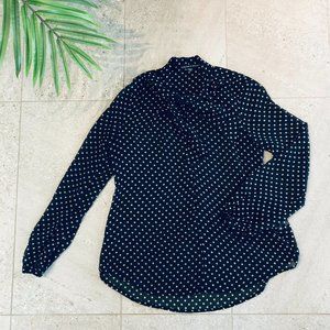 Harlowe and Graham Black Polkadot Sheer Tie Front Long Sleeved Blouse